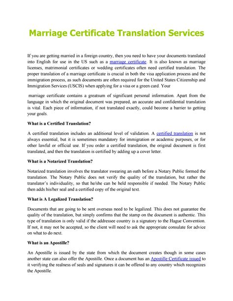 Marriage Certificate Translation Template