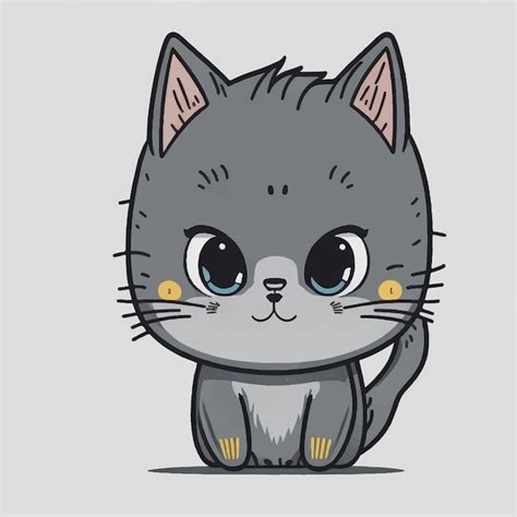 Lindo gato gris dibujos animados vector ilustración fondo blanco