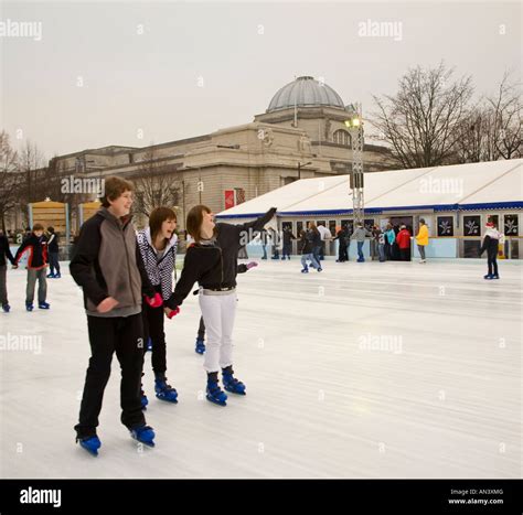 Ice skating at Winter Wonderland Cardiff Wales UK Stock Photo - Alamy