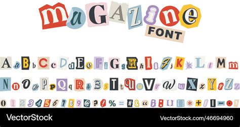 Magazine collage alphabet in trendy style Vector Image