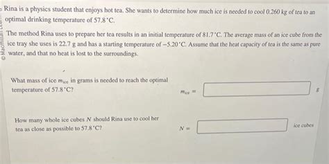 Solved Rina Is A Physics Student That Enjoys Hot Tea She Chegg