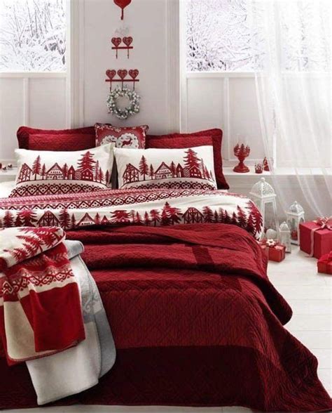 Pin By Becky Cagwin On Color Red And White Christmas Bedroom