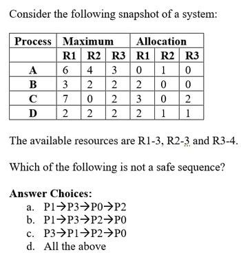 Answered Consider The Following Snapshot Of A System Process Maximum