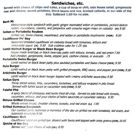 Menu at Sweet Melissa restaurant, Laramie