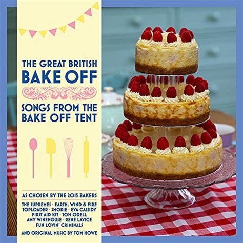 An Advertisement For The Great British Bake Off Featuring Three Cakes