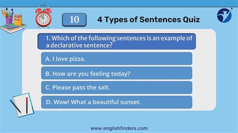 4 Types Of Sentences Quiz English Finders YouTube