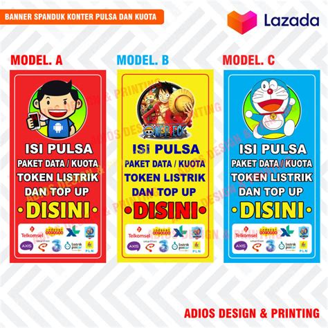 BANNER SPANDUK KONTER PULSA DAN KUOTA GAMBAR KARTUN Lazada Indonesia