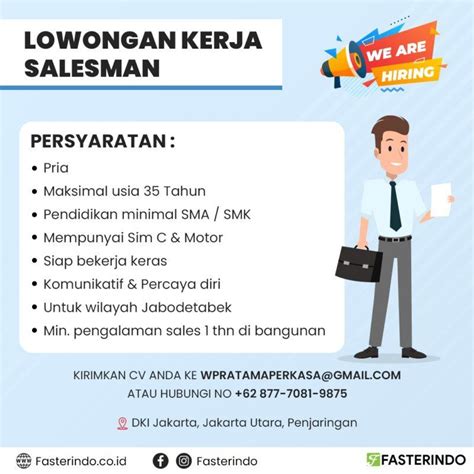 Lowongan Kerja Salesman Di Fasterindo Jakartakerja