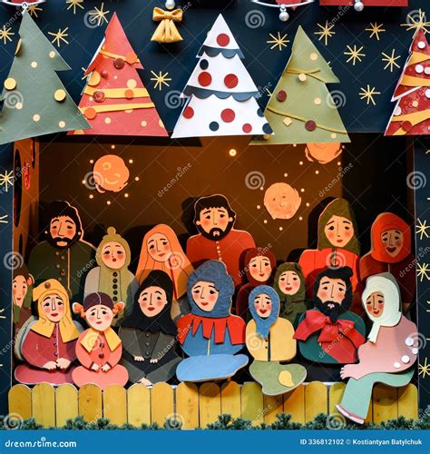 A Nativity Scene is Displayed in a Window Display Stock Photo - Image ...