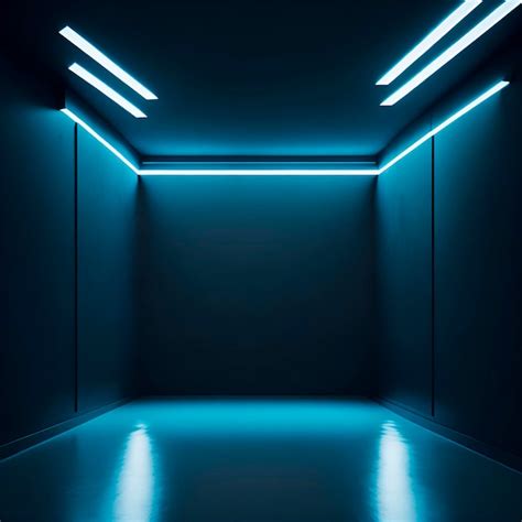 Premium AI Image | A blue room with a neon light on the ceiling