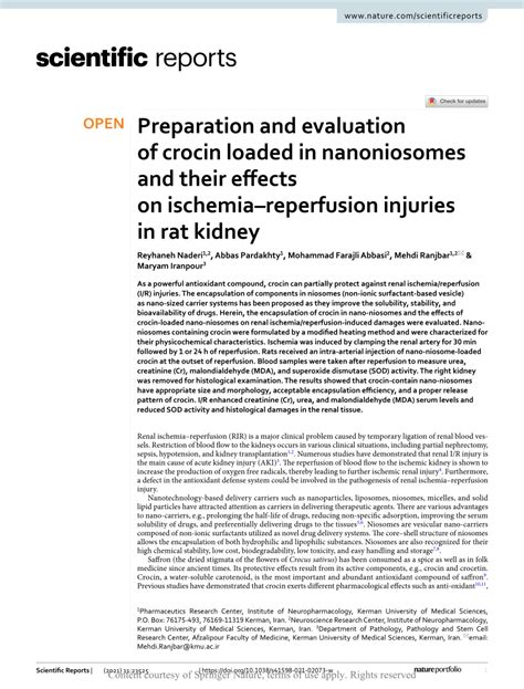 Pdf Preparation And Evaluation Of Crocin Loaded In Nanoniosomes And