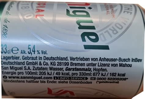 Dosen San Miguel Especial Spanisches Lagerbier Bier Online Kaufen