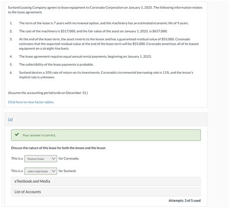 Solved Sunland Leasing Company Agrees To Lease Equipment To Chegg
