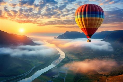 Premium Photo Colorful Hot Air Balloon In The Sky Generative AI