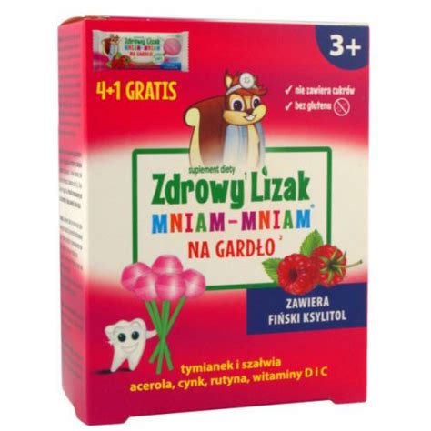 Zdrowy Lizak Mniam Mniam Na Gardło Malina 4 1 Szt MarketZdrowia pl