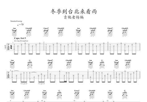 冬季到台北来看雨吉他谱孟庭苇c调指弹 吉他世界