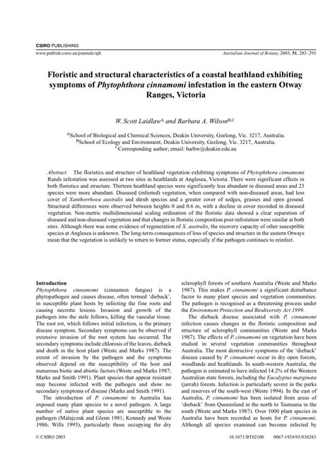 (PDF) Floristic and structural characteristics of a coastal heathland ...