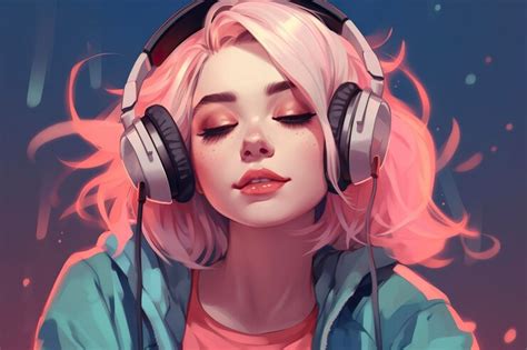 Premium Ai Image Beautiful Anime Girl Listening To Lofi Hip Hop Music