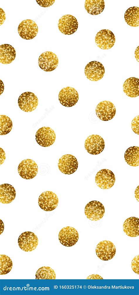 Gold Glittering Confetti Polka Dot Seamless Pattern Isolated On White