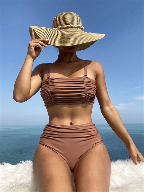 Conjunto De Bikini Con Volantes Para Mujer Con Tirantes Finos Para El