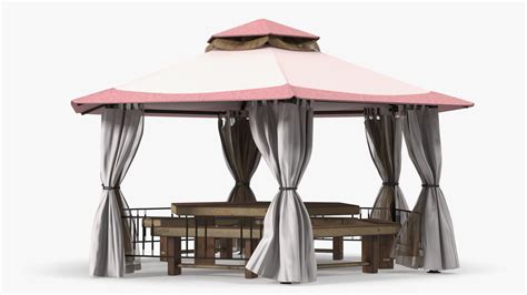 Garden Fabric Gazebo 3d Model 49 3ds Blend C4d Fbx Max Ma Lxo