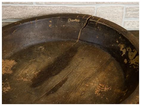 Antique Rustic Large Round Turned Wooden Dough Bowl Ruby Lane