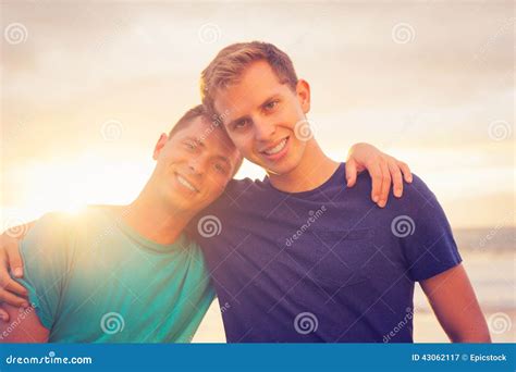 Gay Couple Watching Sunset Stock Image Image Of Life 43062117