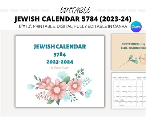 High Holidays Jewish Calendar 2024 Printable Dasha Estella