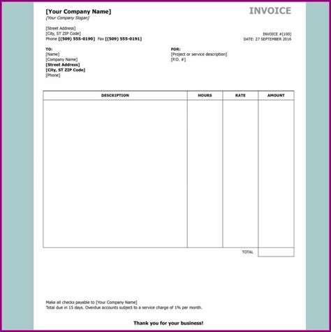 Printable Blank Invoice Template Word Printable Word Searches