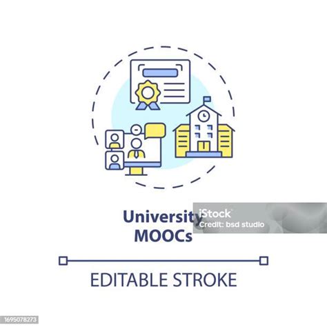 2d Colorful Thin Linear Icon University Moocs Concept Stock Illustration Download Image Now