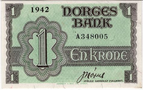 Meyer Eek Auksjon 1 Krone 1942 A London Utg 65 EPQ Kv 0