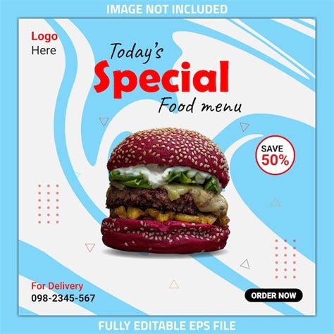 Premium Vector Burger Social Media Post Template Food Post Template