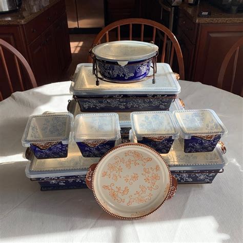 Lot 43r Temptations Floral Lace Blue Casseroles Wlids And More