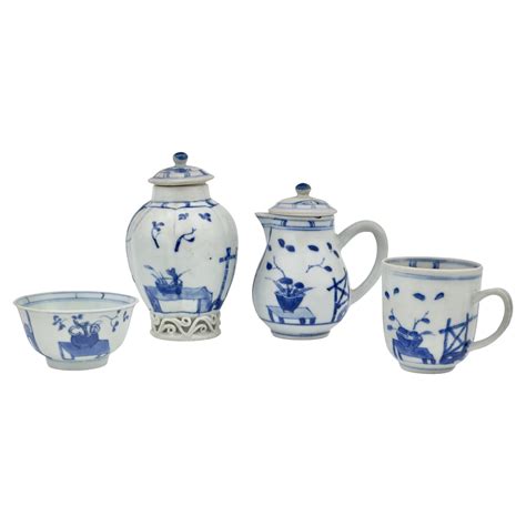 Imari Pavilion Pattern Blue And White Tea Set C Qing Dynasty