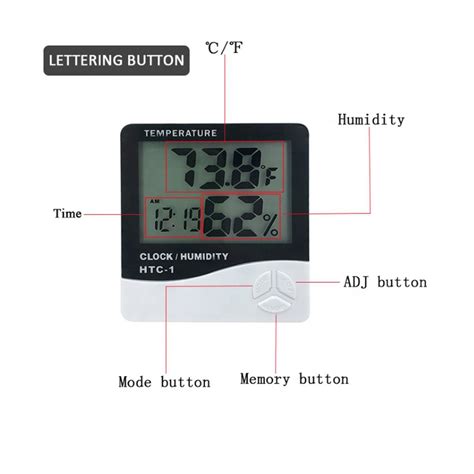 China Customized Digital Temperature Humidity Meter Htc 1 Htc 2 Thermometer Hygrometer With