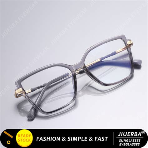 Jiuerba Gray Square Frame Anti Blue Light Eyeglasses For Women High