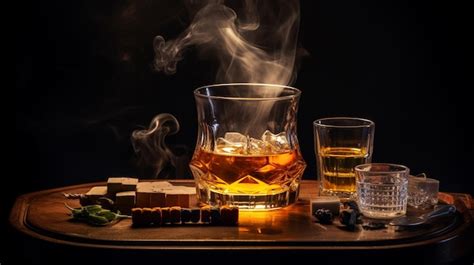 Premium Ai Image Whiskey In A Glass On A Black Background