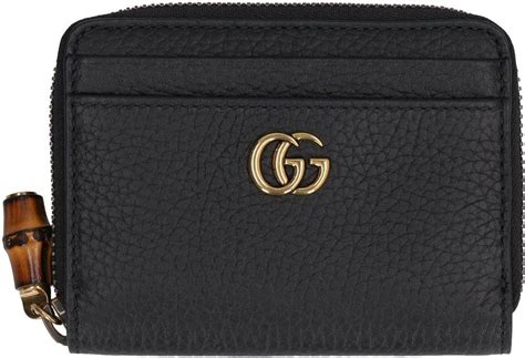 Gucci Logo Detail Leather Card Holder in Black | Lyst