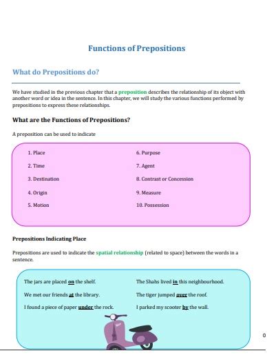 Cbse Class 6 English Grammar Prepositions Worksheets