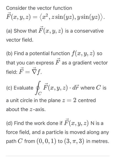 Solved Consider The Vector Function