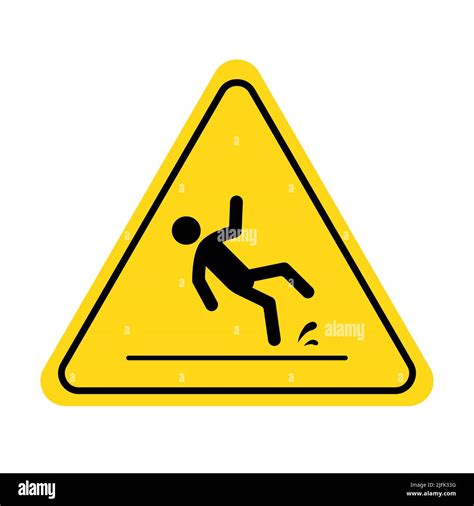 Wet Floor Icon Slippery Floor Caution Sign With Fall Pictogram Man