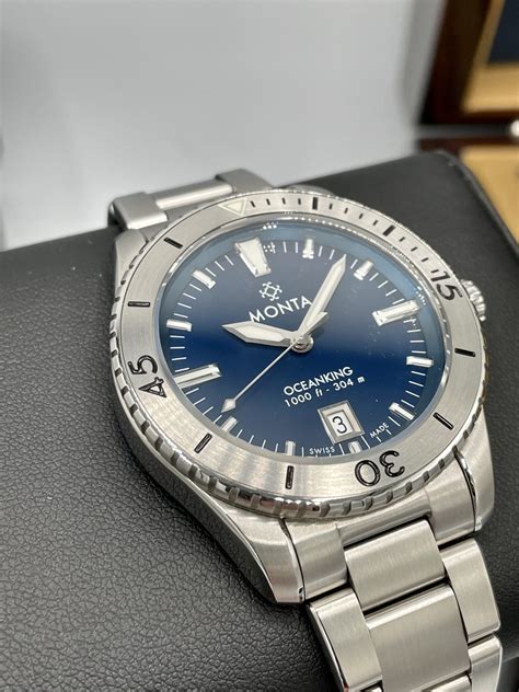 Monta OceanKing Wet Blue Dial 1000 Feet Diver Swiss Automatic Sold Out 40mm - The Sutor House