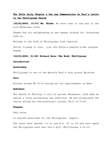 Daily Chapter Insights & Commentaries: Paul's Letter to Philippians