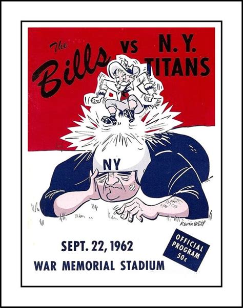 Vintage 1962 Buffalo Bills Ny Titans Football Poster Nfl Memorabilia