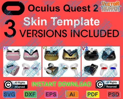 Oculus Quest 2 Vr Virtual Reality Skin Decal Sticker Template Etsy