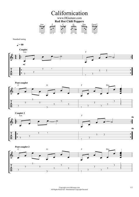 Californication Red Hot Chili Peppers Guitar Chords At James Kaiser Blog