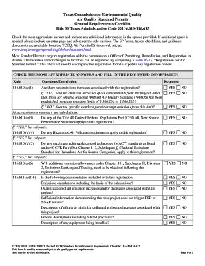 Fillable Online TCEQ Air Quality Standard PermitsGeneral Requirements