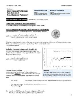 Ap Statistics Unit Guided Notes Probability Random Variables