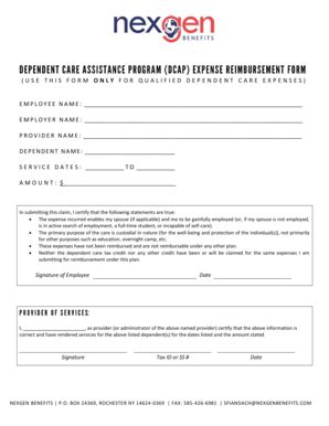 Fillable Online Dependent Care Claim Form Gmr Associates Inc Fax