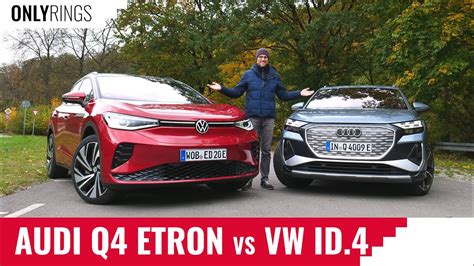 Audi Q E Tron Awd Vs Vw Id Gtx Mid Size Ev Suv Comparison Review